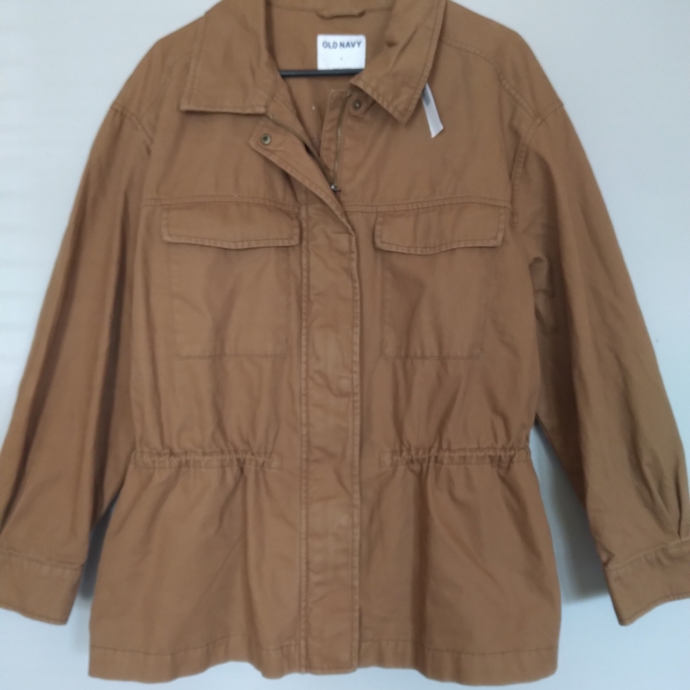 Old Navy Women's Utility Jacket 100% Cotton in Brown Boho Barn Jacket NWT